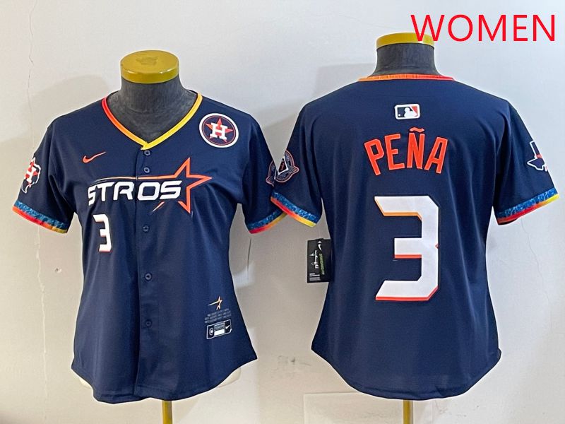 Women Houston Astros #3 Pena Drak Blue Fourth generation Joint Name 2025 Nike MLB Jersey style 7